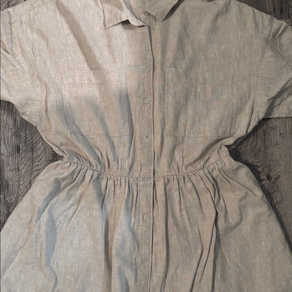 Abercrombie & Fitch Linen Dress - Tan - Size Large Petite - Picture 3 of 4